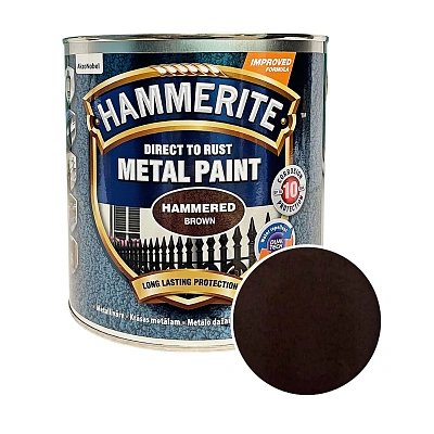 Фарба молоткова 3 в 1 по металу Hammerite Metal Paint Hammered захисна, коричнева, 2.5 л