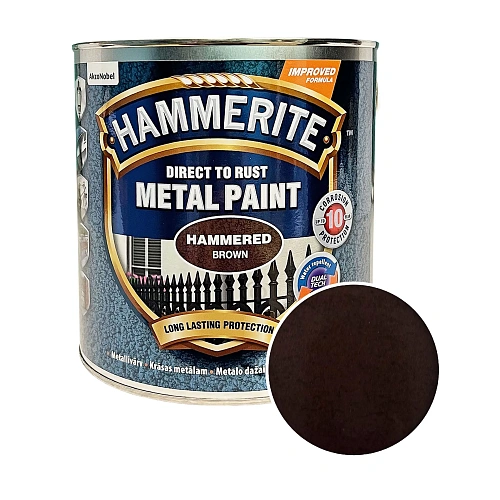 Фарба молоткова 3 в 1 по металу Hammerite Metal Paint Hammered захисна, коричнева, 2.5 л 