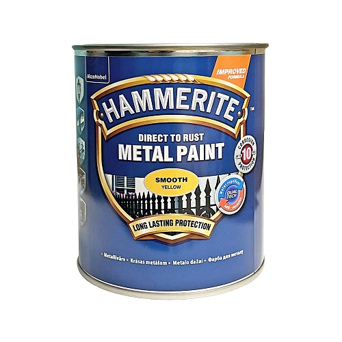 Гладка фарба 3 в 1 по металу Hammerite Metal Paint Smooth захисна, жовта RAL 1003, 0.75 л 2