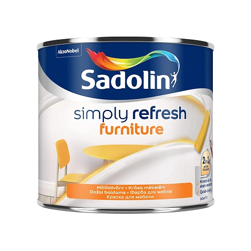 Краска 2-в-1 Sadolin Simply Refresh Furniture для мебели, матовая, белая, BW, 0.5 л 