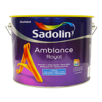 Акриловая краска Sadolin Ambiance Royal для стен и потолка, бесцветная, BC, 9.3 л
