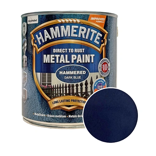 Краска молотковая 3 в 1 по металлу Hammerite Metal Paint Hammered защитная, темно-синяя, 2.5 л 