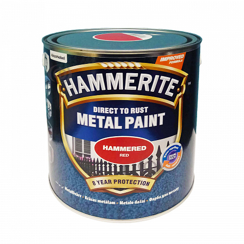 Краска молотковая 3 в 1 по металлу Hammerite Metal Paint Hammered защитная, красная, 2.5 л 3