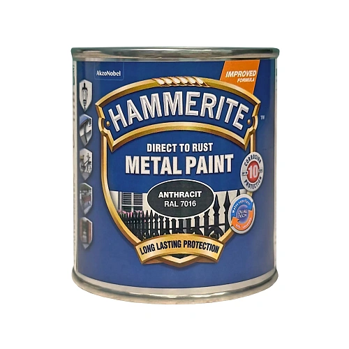 Гладка фарба 3 в 1 по металу Hammerite Metal Paint Smooth захисна, антрацит RAL 7016, 0.25 л 2 Гладка фарба 3 в 1 по металу Hammerite Metal Paint Smooth захисна, антрацит RAL 7016, 0.25 л 2