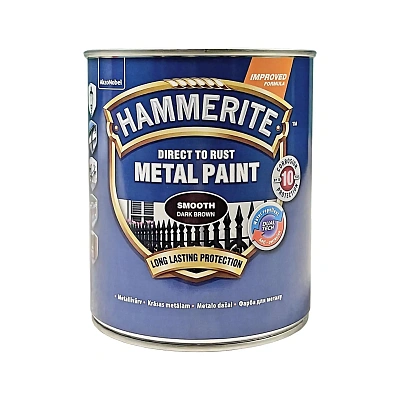 Гладкая краска 3 в 1 по металлу Hammerite Metal Paint Smooth защитная, темно-коричневая RAL 8017, 0.75 л 2