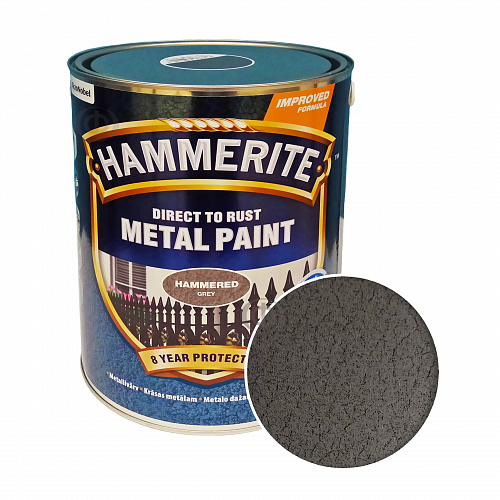 Краска молотковая 3 в 1 по металлу Hammerite Metal Paint Hammered защитная, серая, 5 л - shlifarb.com.ua Краска молотковая 3 в 1 по металлу Hammerite Metal Paint Hammered защитная, серая, 5 л
