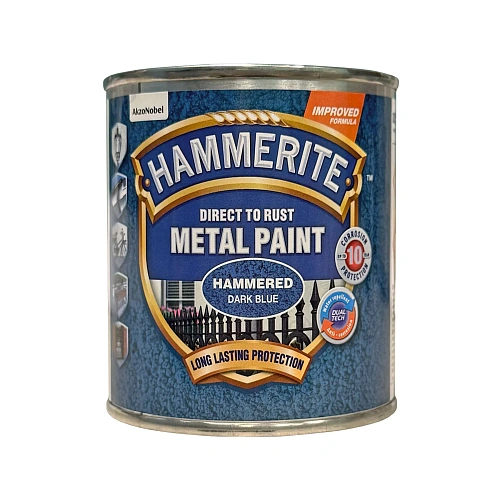 Фарба молоткова 3 в 1 по металу Hammerite Metal Paint Hammered захисна, темно-синя, 0.25 л 2