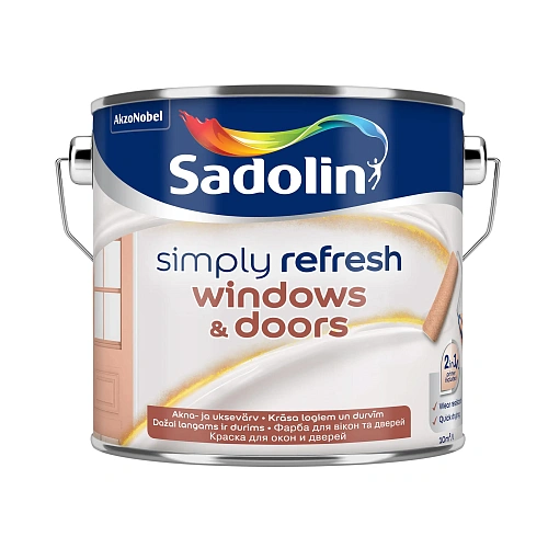 Фарба 2-в-1 Sadolin Simply Refresh Windows & Doors для вікон і дверей, напівматова, безбарвна, BC, 2.33 л 