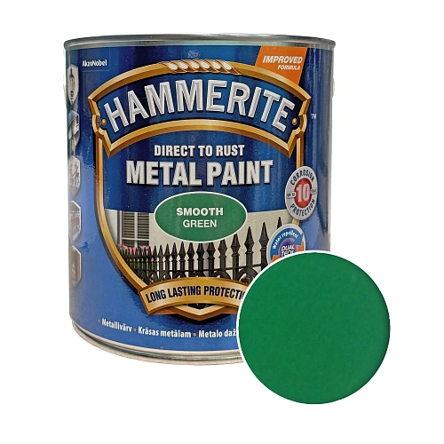 Гладка фарба 3 в 1 по металу Hammerite Metal Paint Smooth захисна, зелена RAL 6032, 2.5 л 