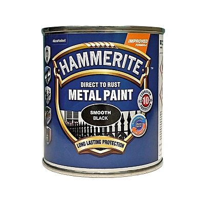 Гладкая краска 3 в 1 по металлу Hammerite Metal Paint Smooth защитная, черная RAL 9005, 0.25 л 2