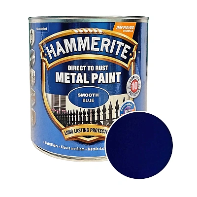 Гладкая краска 3 в 1 по металлу Hammerite Metal Paint Smooth защитная, синяя RAL 5010, 2.5 л