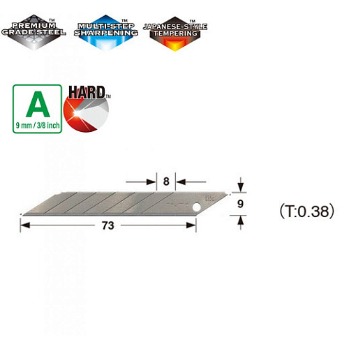 Сменные сегментные лезвия Tajima Acute Angle Endura Blade 30° 9 мм, 10 шт (LB39H)  - shlifarb.com.ua 4 Сменные сегментные лезвия Tajima Acute Angle Endura Blade 30° 9 мм, 10 шт (LB39H) 4