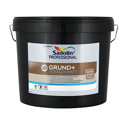 Грунтовочная краска на водной основе Sadolin Grund+ для стен и потолка, белая, BW, 10 л  - shlifarb.com.ua Грунтовочная краска на водной основе Sadolin Grund+ для стен и потолка, белая, BW, 10 л