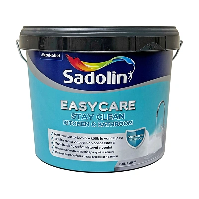 Акриловая краска Sadolin EasyCare Kitchen&Bathroom для стен и потолка влагостойкая, белая, BW, 2.5 л