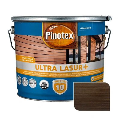 Пропитка лазурная для дерева Pinotex Ultra Lasur+ с декоративным эффектом, палисандр, 10 л