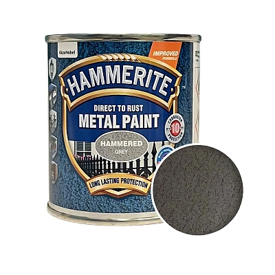 Краска молотковая 3 в 1 по металлу Hammerite Metal Paint Hammered защитная, серая, 0.25 л