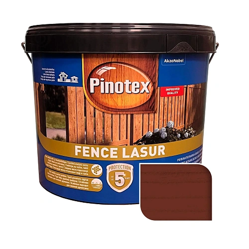 Пропитка лазурная для дерева Pinotex Fence Lasur с декоративым эффектом, красное дерево, 10 л  - shlifarb.com.ua  Пропитка лазурная для дерева Pinotex Fence Lasur с декоративым эффектом, красное дерево, 10 л