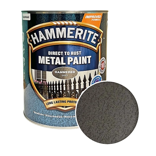 Краска молотковая 3 в 1 по металлу Hammerite Metal Paint Hammered защитная, серая, 5 л 
