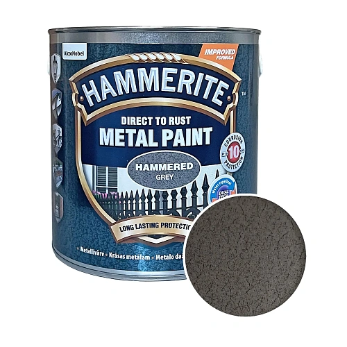 Фарба молоткова 3 в 1 по металу Hammerite Metal Paint Hammered захисна, сіра, 2.5 л 
