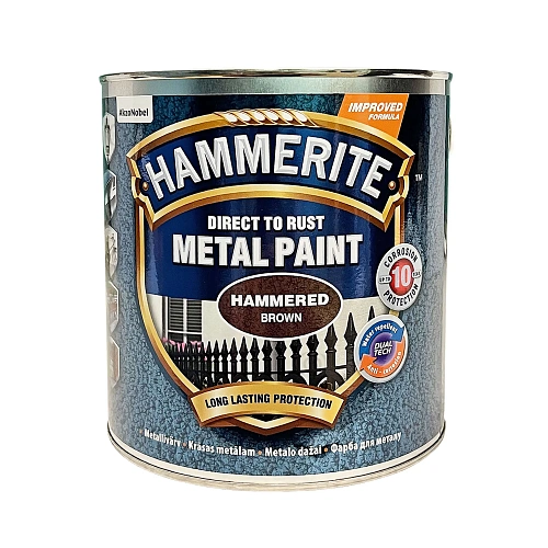 Фарба молоткова 3 в 1 по металу Hammerite Metal Paint Hammered захисна, коричнева, 2.5 л 2
