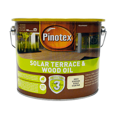 Олія для обробки дерева Pinotex Solar Terrace & Wood Oil з УФ-фільтром безбарвна, BC, 2.33 л Олія для обробки дерева Pinotex Solar Terrace & Wood Oil з УФ-фільтром безбарвна, BC, 2.33 л