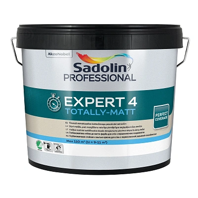 Акрилова фарба Sadolin Professional Expert 4 для стін та стелі, безбарвна, BC, 9.3 л Акрилова фарба Sadolin Professional Expert 4 для стін та стелі, безбарвна, BC, 9.3 л