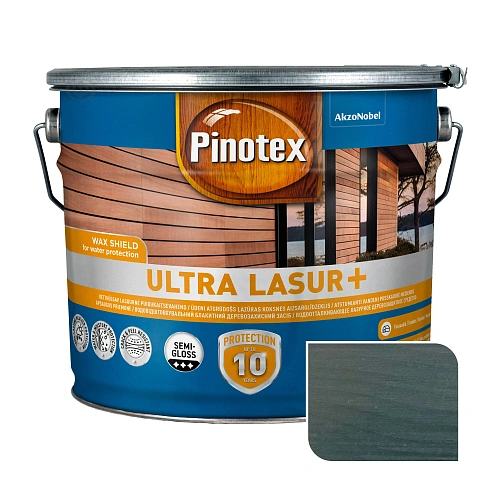Пропитка лазурная для дерева Pinotex Ultra Lasur+ с декоративным эффектом, антрацит, 10 л - shlifarb.com.ua Пропитка лазурная для дерева Pinotex Ultra Lasur+ с декоративным эффектом, антрацит, 10 л