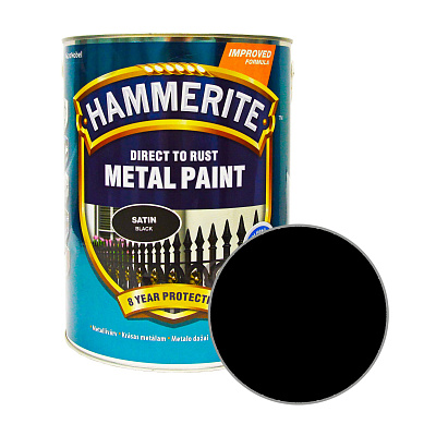 Краска 3 в 1 по металлу Hammerite Metal Paint Satin защитная, черная, 5 л - shlifarb.com.ua Краска 3 в 1 по металлу Hammerite Metal Paint Satin защитная, черная, 5 л