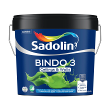 Емульсійна фарба Sadolin Bindo 3 для стін та стелі, біла, BW, 4.5 л